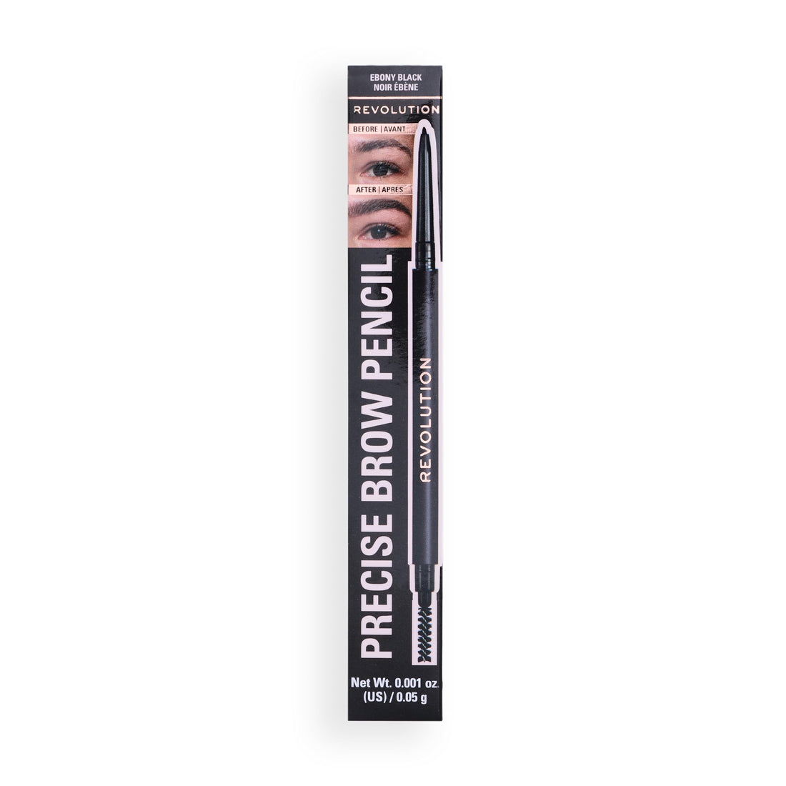 Revolution Precise Brow Pencil, Double-Ended Makeup Tool with Brush for Easy & Ultra Defined Brows and Bold Looks, Dark Brown, 0.05g