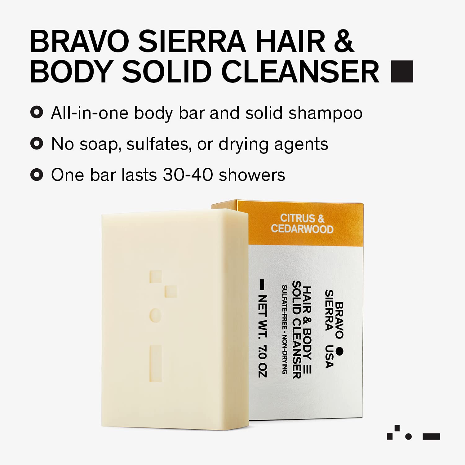 Bravo Sierra Pain de Savon Corps et Cheveux Tout-en-Un - Fève Tonka & Citron, 200 g - Noix de Coco, Beurre de Karité et Farine d'Avoine pour une Peau Douce et des Cheveux Sains