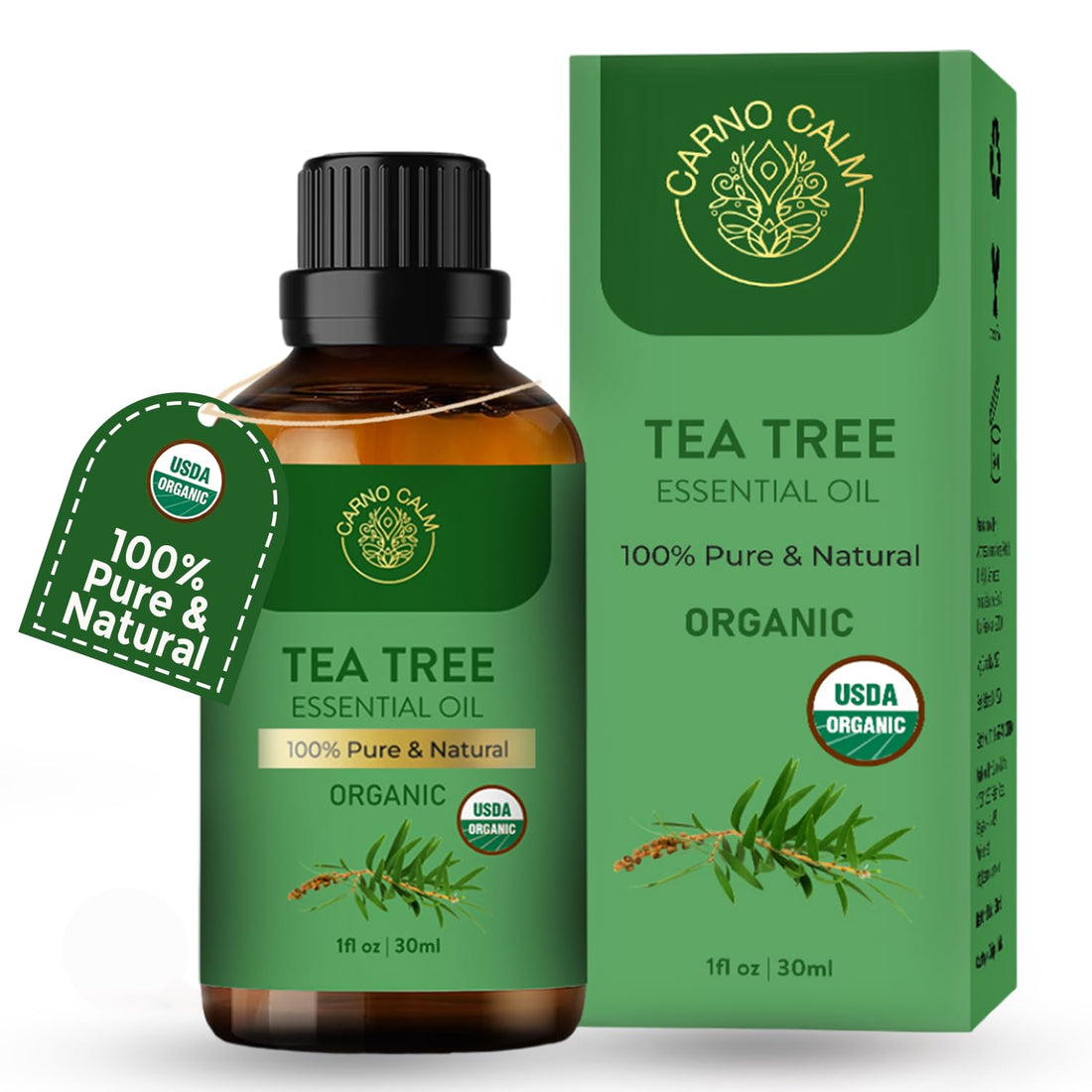 Tea Tree Essential Oil 30ml - 100% Pure & Natural Tea Tree Oil | for Nail Fungus, Hair, Face, Skin & Nails, for Aromatherapy & Diffuser | 1fl oz