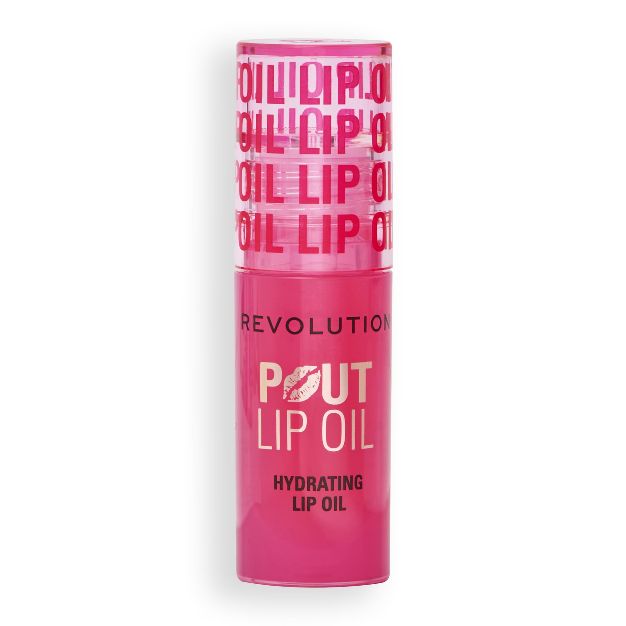Revolution, Pout Lip Oil, Nourishing Tinted Lip Oil, High Shine, Non-Sticky Finish, Vegan & Cruelty-Free, Glam Pink Shimmer, 4ml