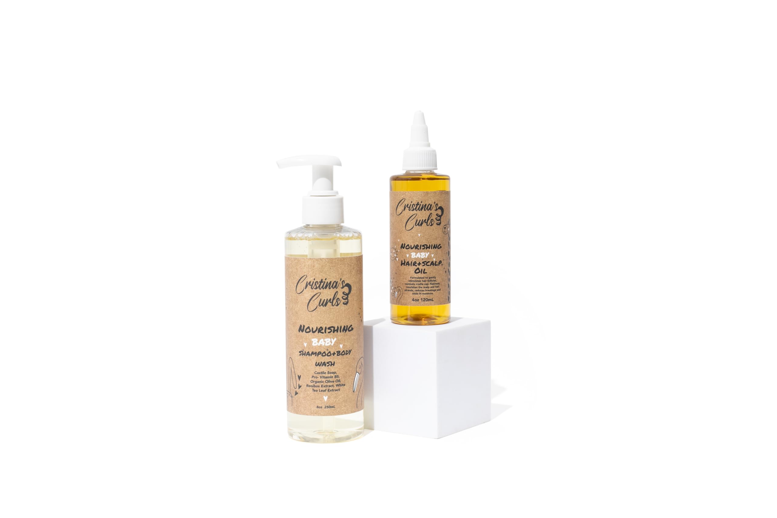 Cristina's Curls Nourishing Baby Wash Day Hair Bundle – Gentle Shampoo + Lightweight Scalp Oil Halalzen