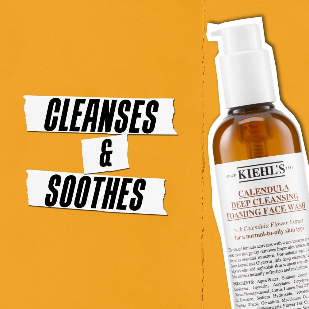Kiehl's Calendula Deep Cleansing Foaming Face Wash, Sulfate Free, 230 ml