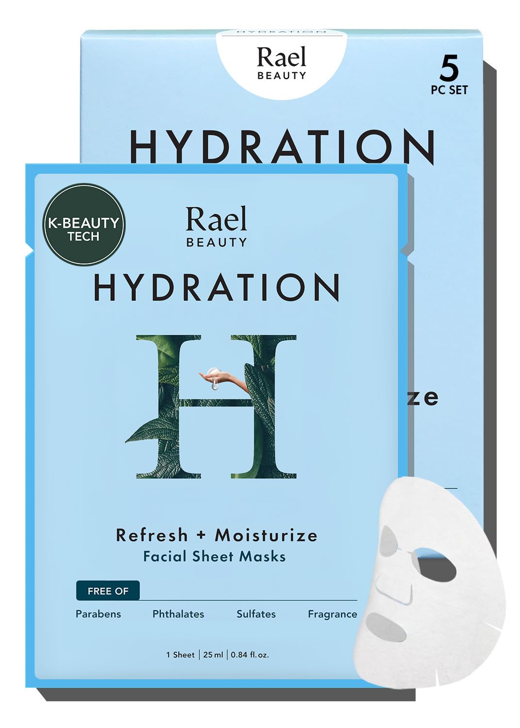 Rael Beauty Collagen + PDRN Face Masks - Korean Skincare for Glass Skin, Smoothing, Salmon PDRN & Hydrolyzed Collagen & Hyaluronic Acid, Anti-Slip Grip, Fragrance & PEGs & Cruelty Free (4 Sheets)