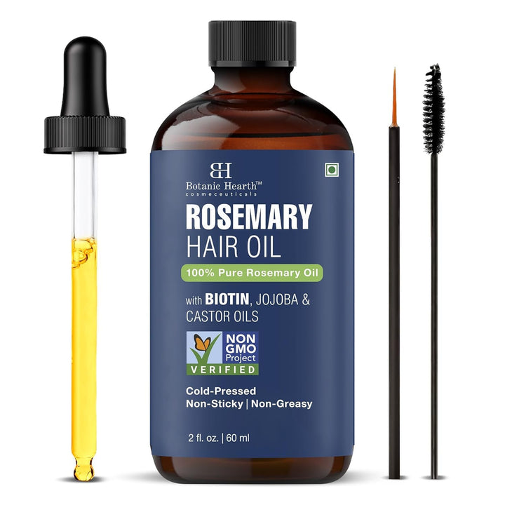 Botanic Hearth Hair Oil for Hair Growth | Rosemary Oil for Hair Growth with Biotin, Castor & Jojoba | Hair Relaxers & Dry Scalp Treatment | Color Safe | All Hair Types | 6.7 Fl Oz Halalzen