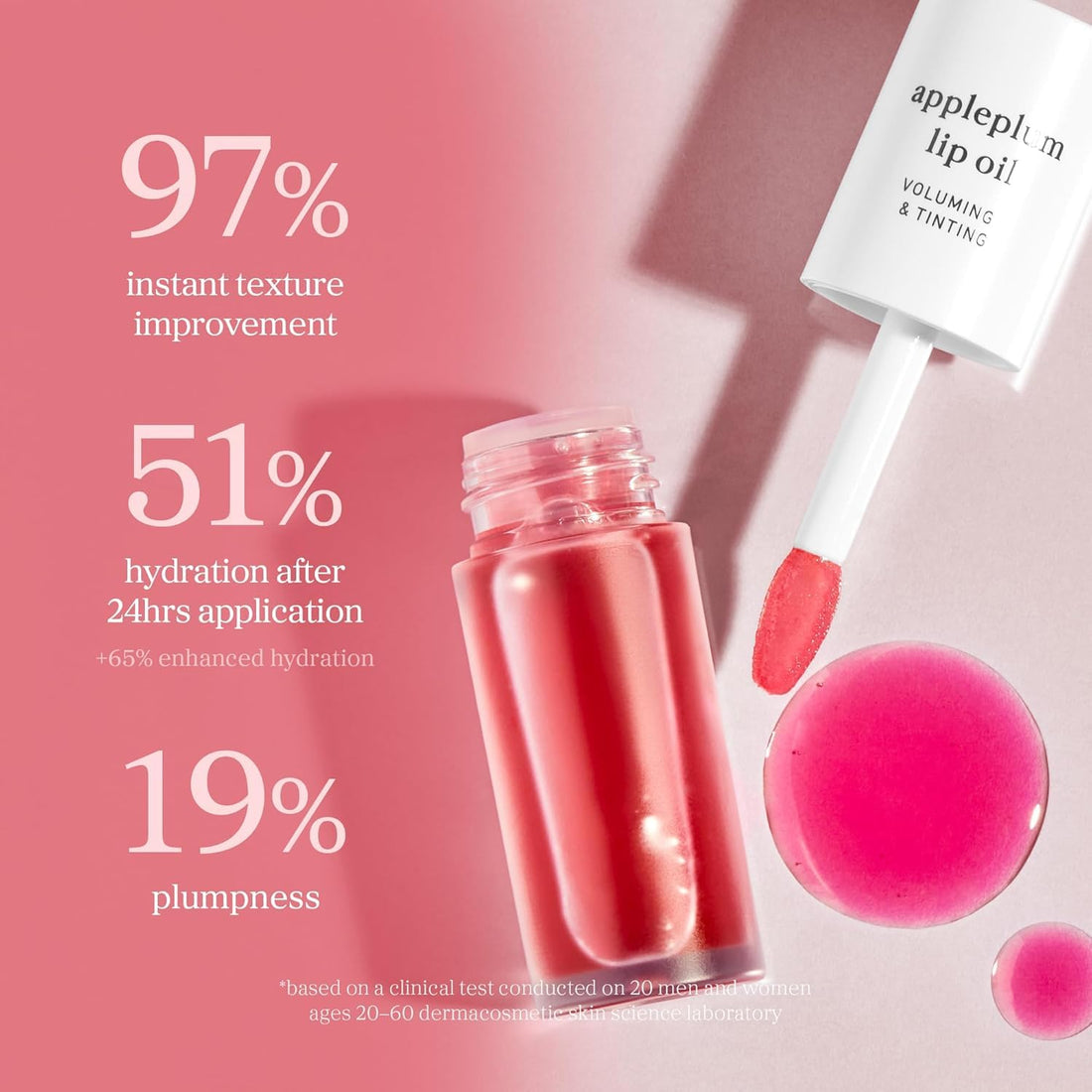 NOONI Korean Vegan Lip Oil - Appleberry | Lip Stain, Gift, Long-Lasting, Moisturising, Plumping, Revitalising for Dry Lips, Waterproof, No Peel Off, 0.12 Fl Oz