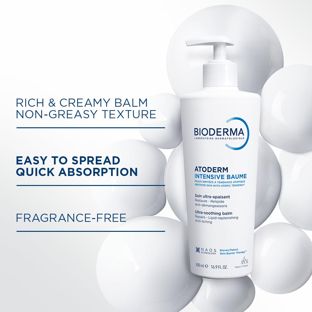 Bioderma Atoderm Intensive Balm, Hydrating Balm for Dry to Atopic Sensitive Skin, Face & Body Moisturizer with Ultra Soothing Anti-Itching Formula, Fragrance-Free, Non-Greasy & Non-Sticky for Family Halalzen