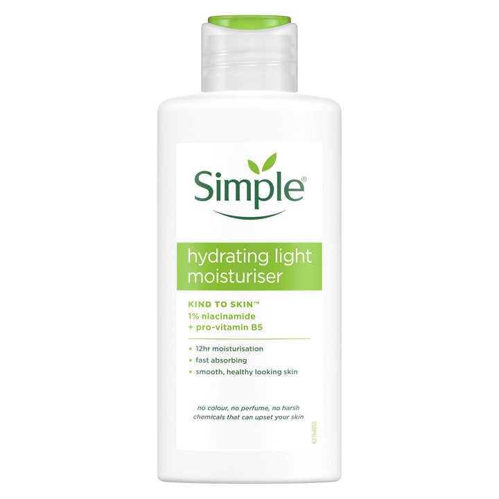 Simple Kind to Skin Hydrating Light Moisturiser Skin Care Product with Pro-Vitamins B5 and E for 12-Hour Moisturisation 125 ml Halalzen