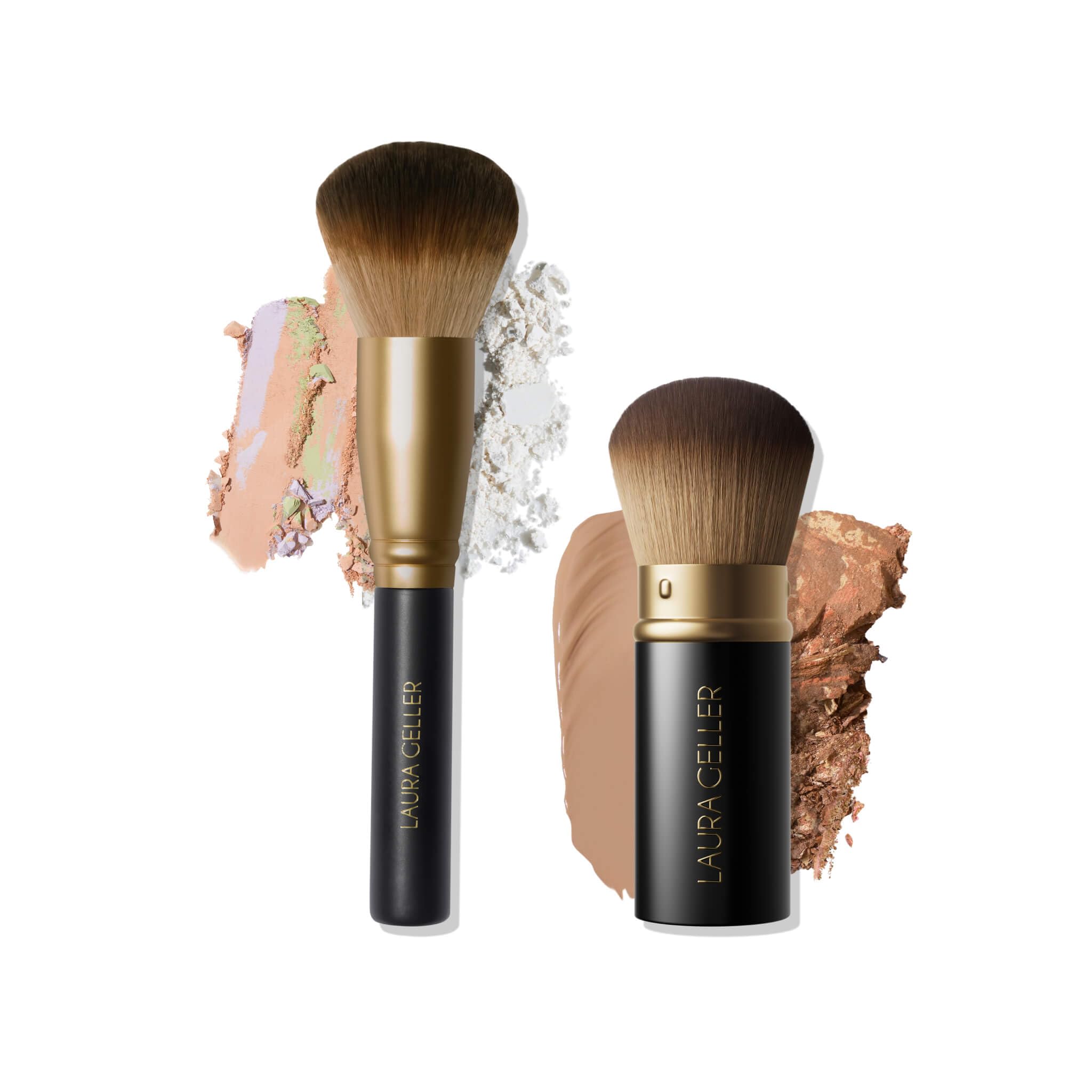LAURA GELLER NEW YORK Retractable Black Kabuki Brush for Liquid, Cream and Powder Face Makeup With Aluminum Handle Halalzen