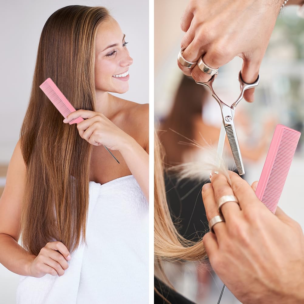 5 Pcs Slick Brush Set, Plastic Bristle Hair Brush and Teasing Comb and Topsy Tail Hair Tool, Rat Tail Comb Double Sided Edge Brushes for Hairs Slicking, Brushing, Combing and Styling(COLOR:Pink) Halalzen