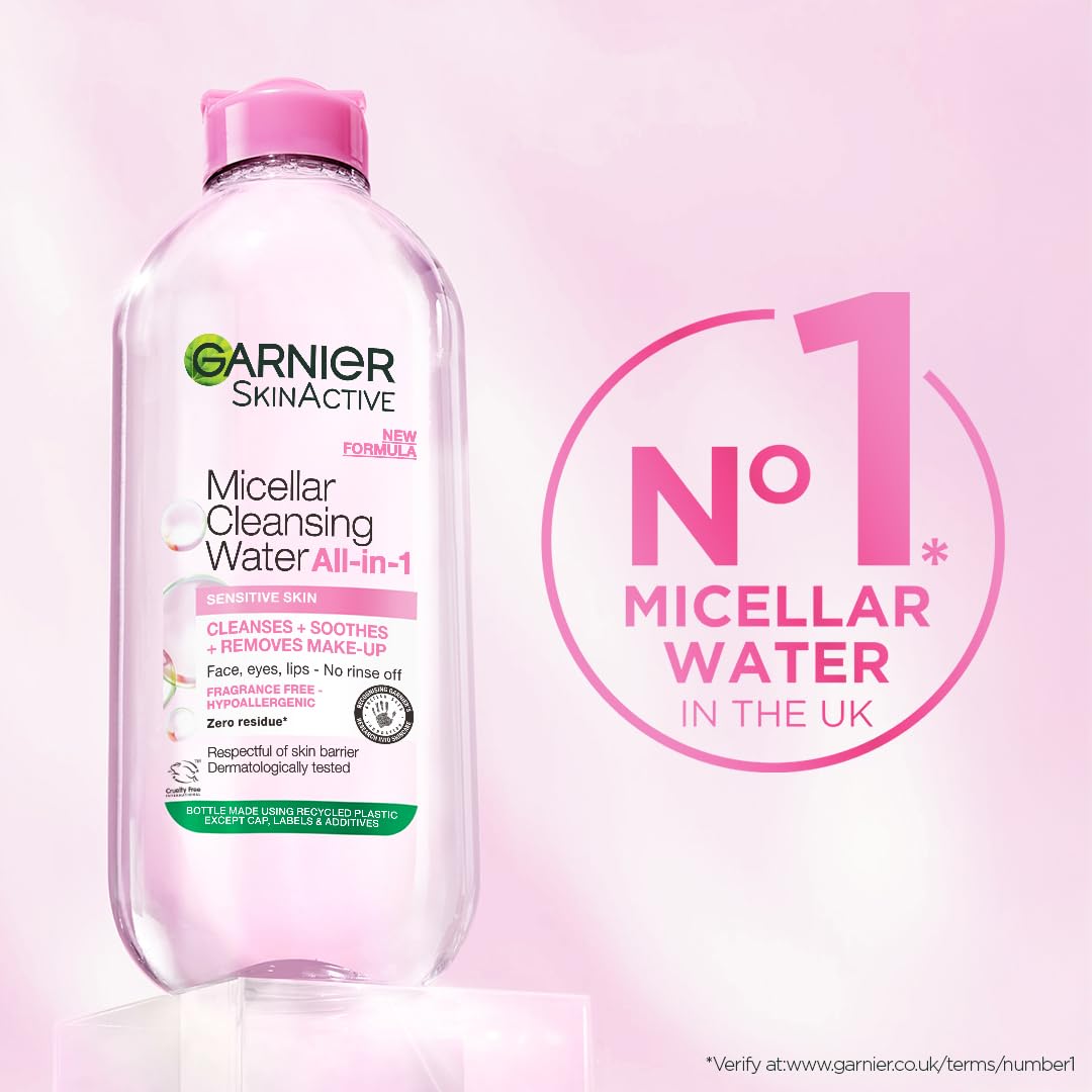 Garnier Micellar Cleansing Water 700ml, Gentle face cleanser & Make up Remover, Suitable For All Skin Types Including Sensitive Skin, Soothing Formula, Dermatologically Tested Halalzen