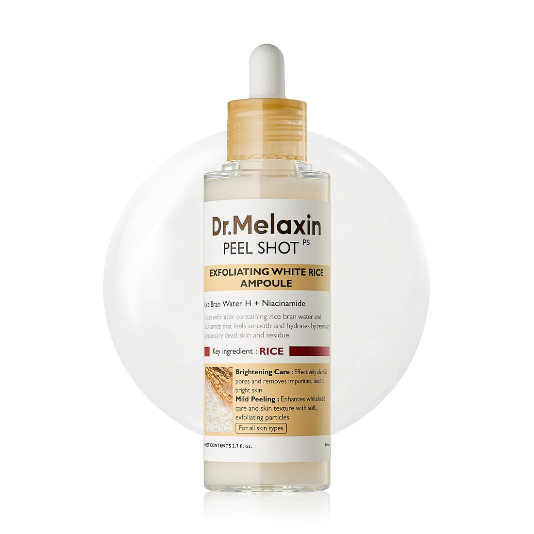 Dr.Melaxin Peel Shot Glow Black Rice Peeling Ampoule – AHA BHA Daily Chemical Exfoliant with Rice Water & Niacinamide, Glass Skin Texture for Dead Skin & Dull Complexion, Korean Skincare 2.7 fl.oz