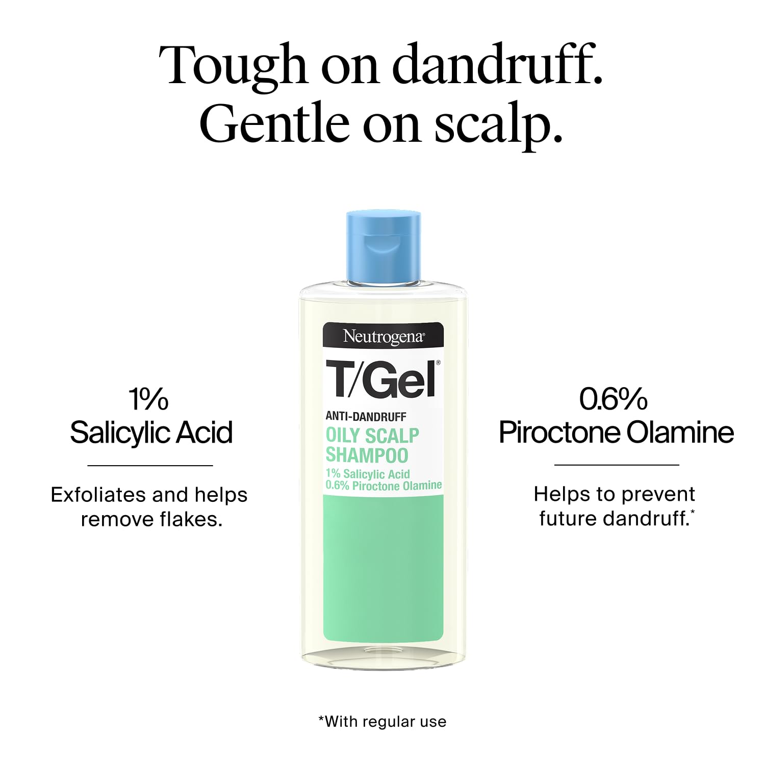 Neutrogena T/Gel Anti Dandruff Shampoo for Oily Scalp and Hair (1x 250ml), Daily Anti-Dandruff Shampoo with Salicylic Acid to Remove Excess Oils from First Wash Halalzen