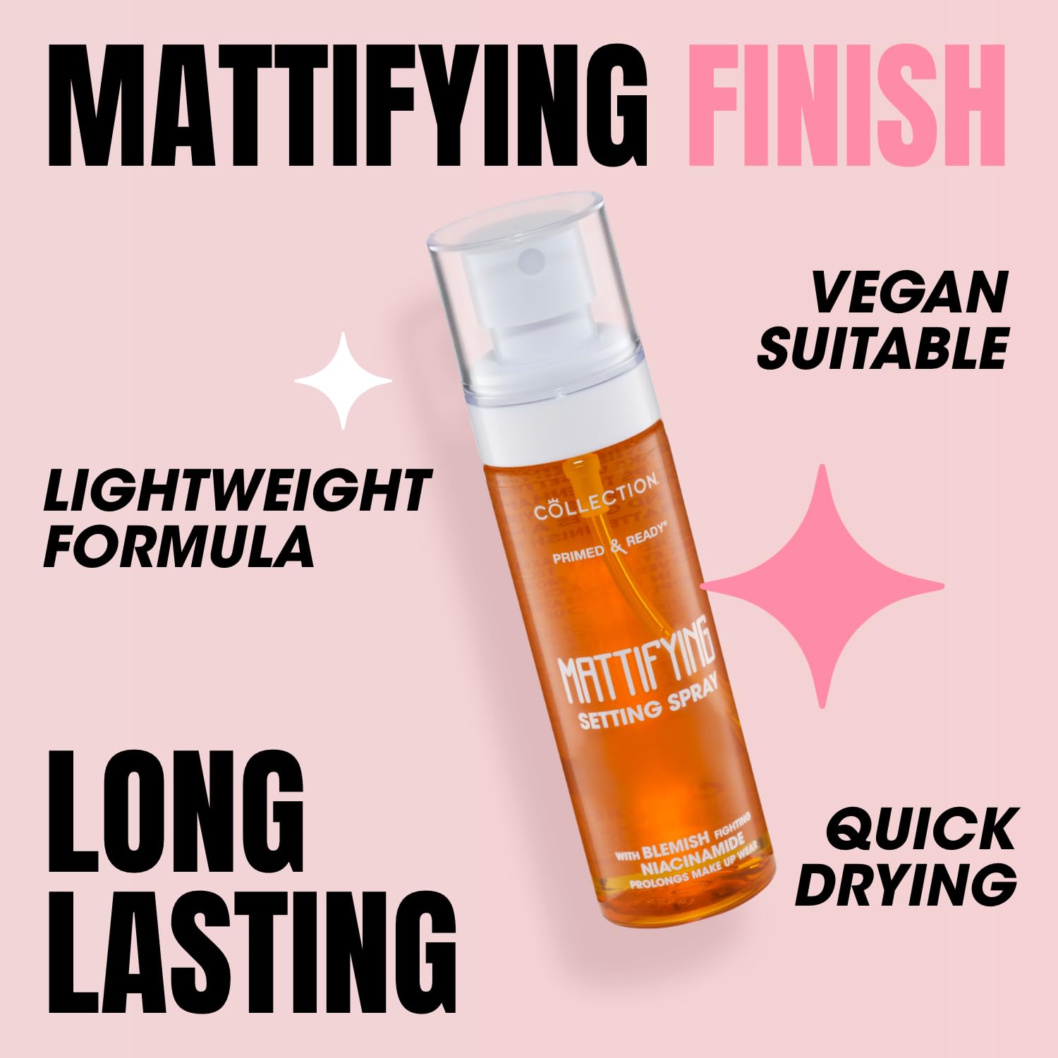 Collection Cosmetics Primed & Ready Dewy Setting Spray, Long Lasting, Hydrating, Dewy Finish, With Added Hyaluronic Acid Halalzen