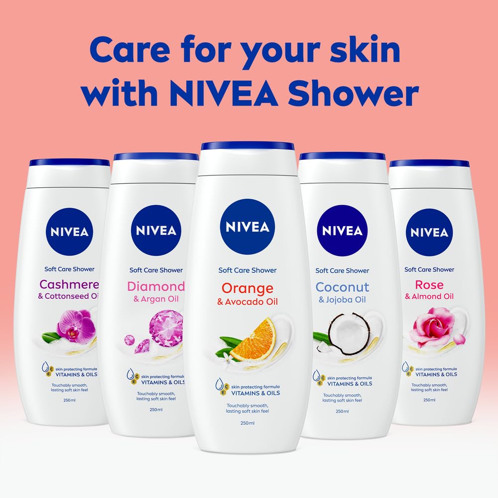 NIVEA Care Shower Creme Soft (250 ml) Enriched with Almond Oil, Moisturising Gel Body Wash, Skin Moisturiser with Mild Scent