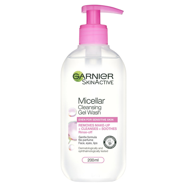 Garnier Micellar Gel Face Wash For Sensitive Skin 200ml, Gentle Face Cleanser & Makeup Remover, Recognised By The British Skin Foundation, Rinse-Off, Non-Drying & Fragrance Free Formula Halalzen