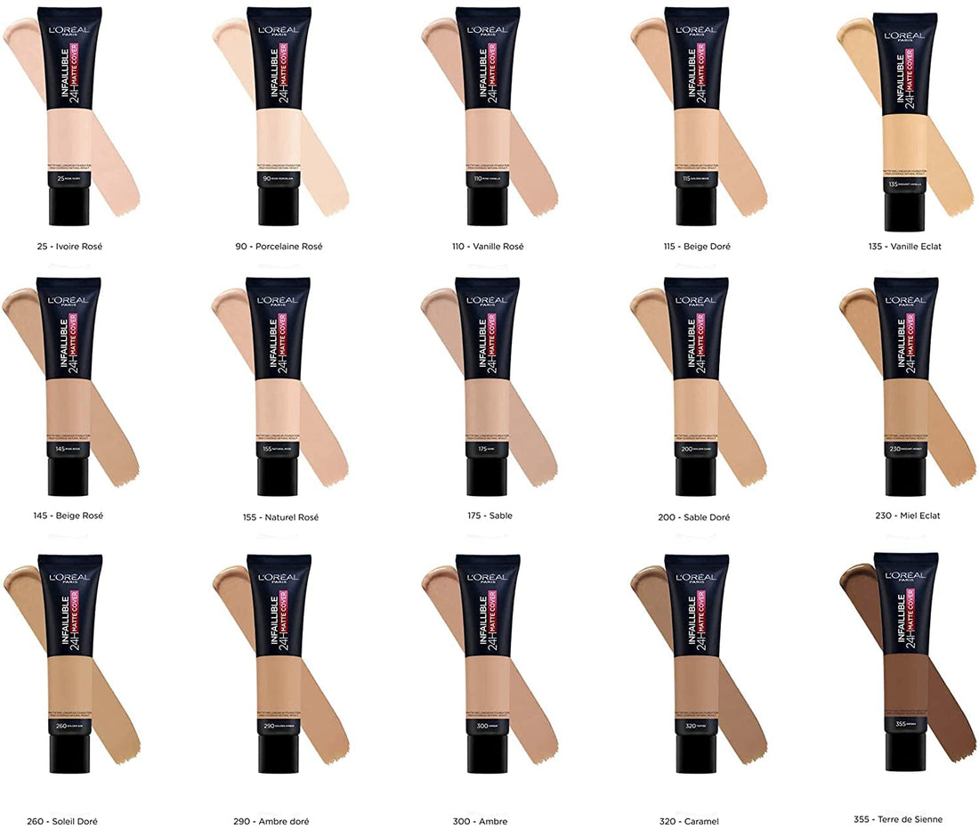 L'Oreal Paris Cover Liquid Foundation, With 4% Niacinamide, Long Lasting, Natural Finish, Available in 20 Shades, SPF 25, Infallible 32H Matte Cover, Shade 110, 30ml Halalzen
