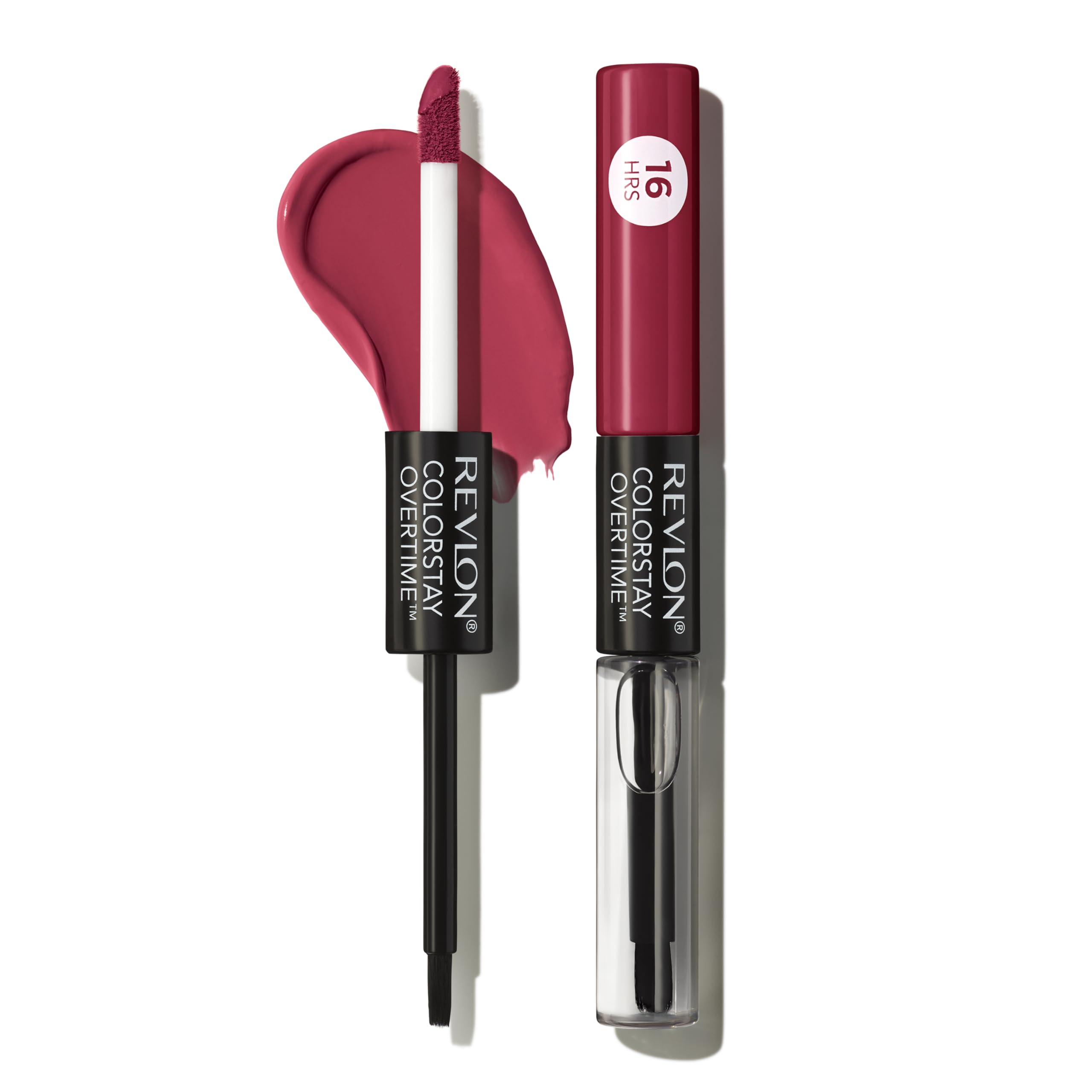 Revlon Liquid Lipstick with Clear Lip Gloss, ColorStay Overtime Lipcolor, Dual Ended with Vitamin E, 370 Everlasting Rum, 0.07 Fl Oz