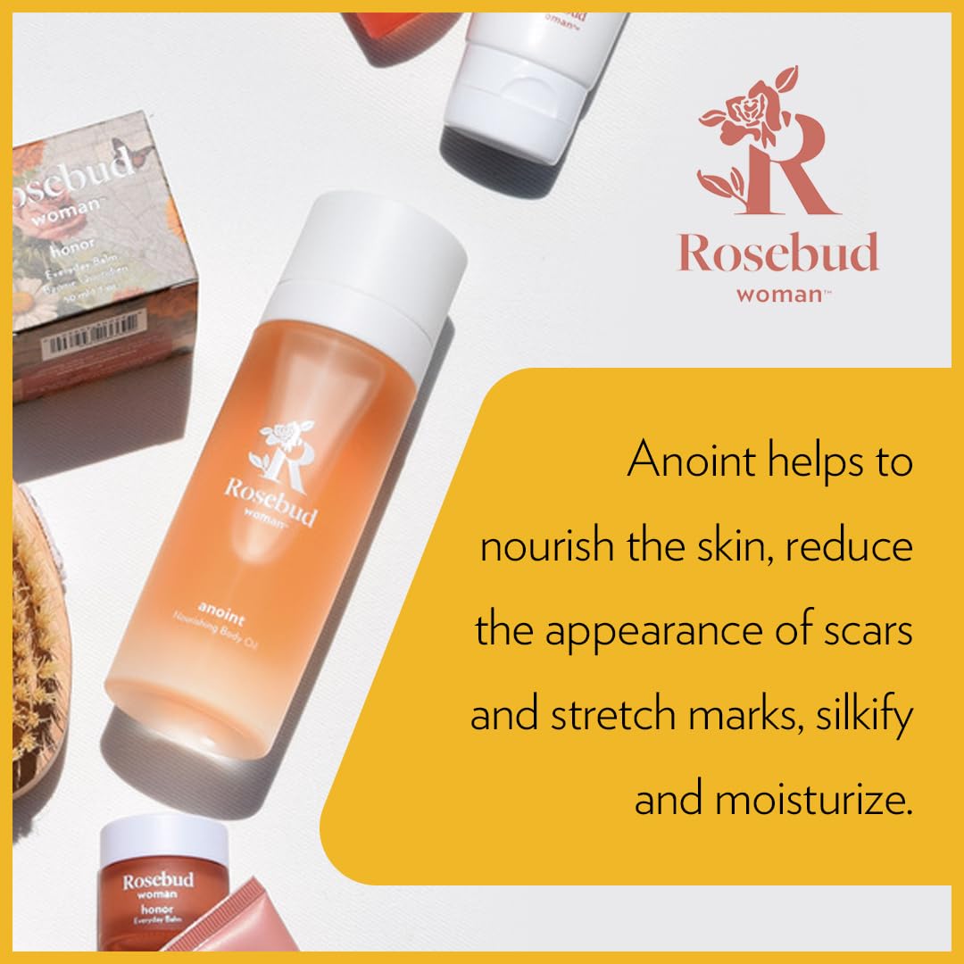 Rosebud Woman Anoint All-Body Oil for Scars & Stretch Marks, Skin Resilience, Lightweight Non-Greasy Natural Moisturizing Stretch Mark & Scar Oil with Schisandra & Centella, 100 ML