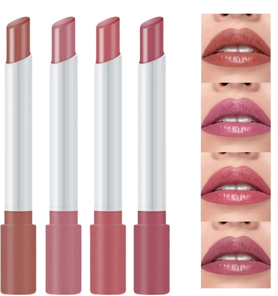4pcs Plumping Lipstick Set,Plumping Lip Gloss Set,Tinted Lip Balm,Lip Gloss Set,Nude Lipstick Sets for Women,Lipstick Long Lasting,Waterproof Lip Stick Set,High Pigmented Lip Balm,Makeup Sets Halalzen