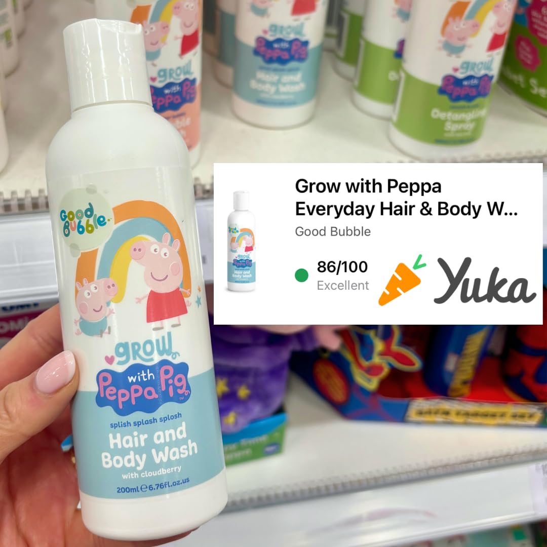 Good Bubble Peppa Pig Cloudberry Hair & Body Wash (200ml) Gentle 2-in-1 Sulphate-Free Shampoo and Wash for Kids - Hypoallergenic and Kind to Skin