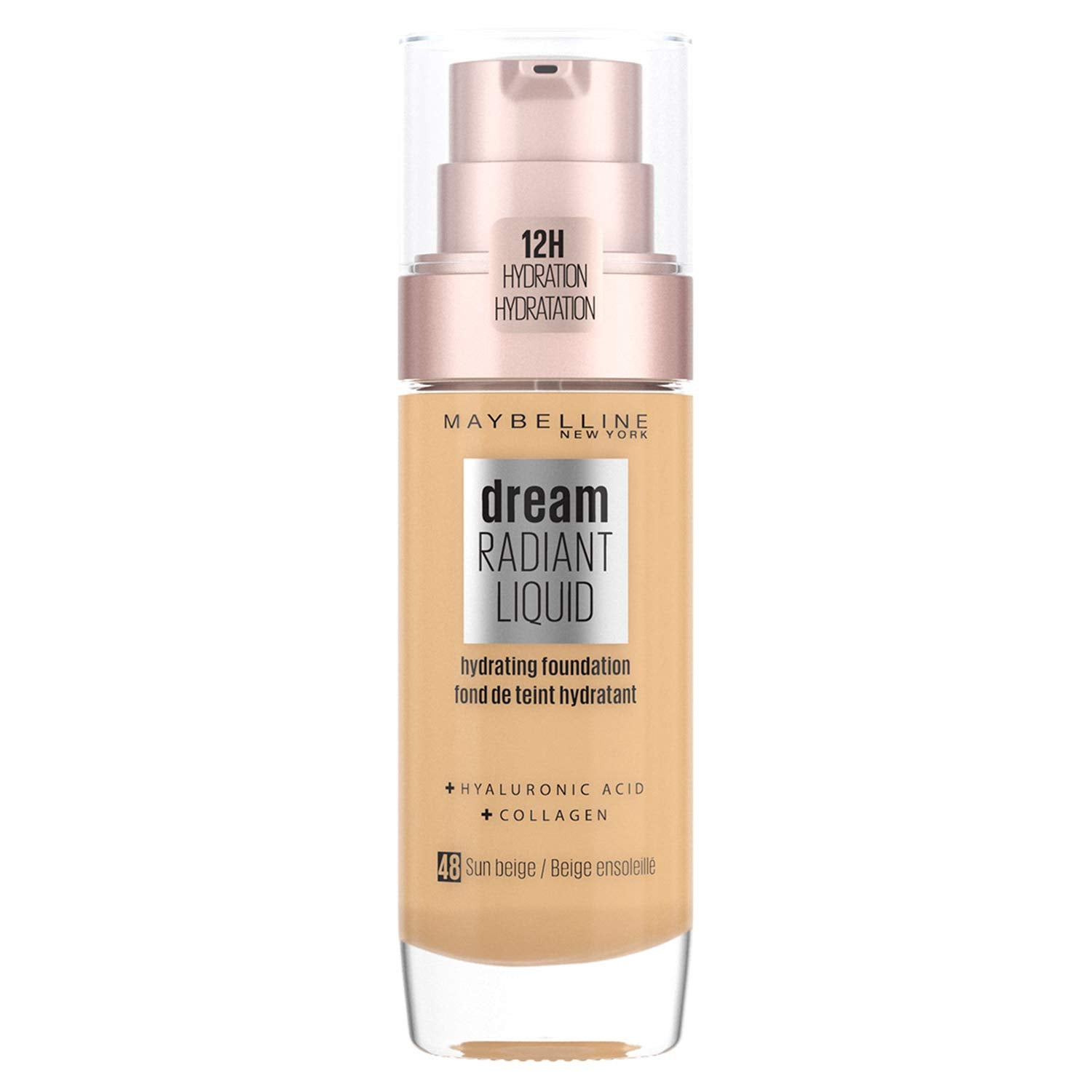 Maybelline Foundation, Dream Radiant Liquid Hydrating Foundation with Hyaluronic Acid and Collagen - Lightweight, Medium Coverage Up to 12 Hour Hydration, 30 Sand Halalzen