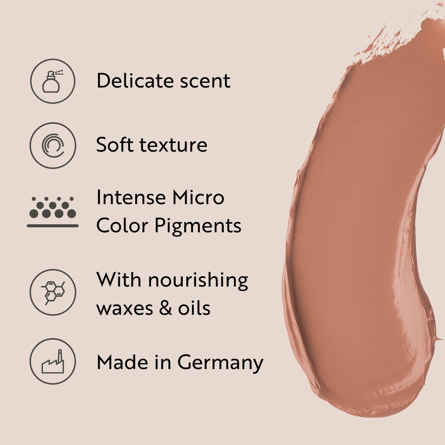 M. Asam MAGIC FINISH Lipstick Almond (4g) - Long Lasting Lipstick with Satin Finish, Intense Color & Care for Smooth Lips, Creamy Texture, Semi Matte Lipstick Look, Elegant Make Up Halalzen
