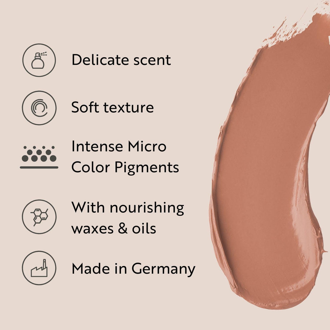 M. Asam MAGIC FINISH Lipstick Almond (4g) - Long Lasting Lipstick with Satin Finish, Intense Color & Care for Smooth Lips, Creamy Texture, Semi Matte Lipstick Look, Elegant Make Up Halalzen