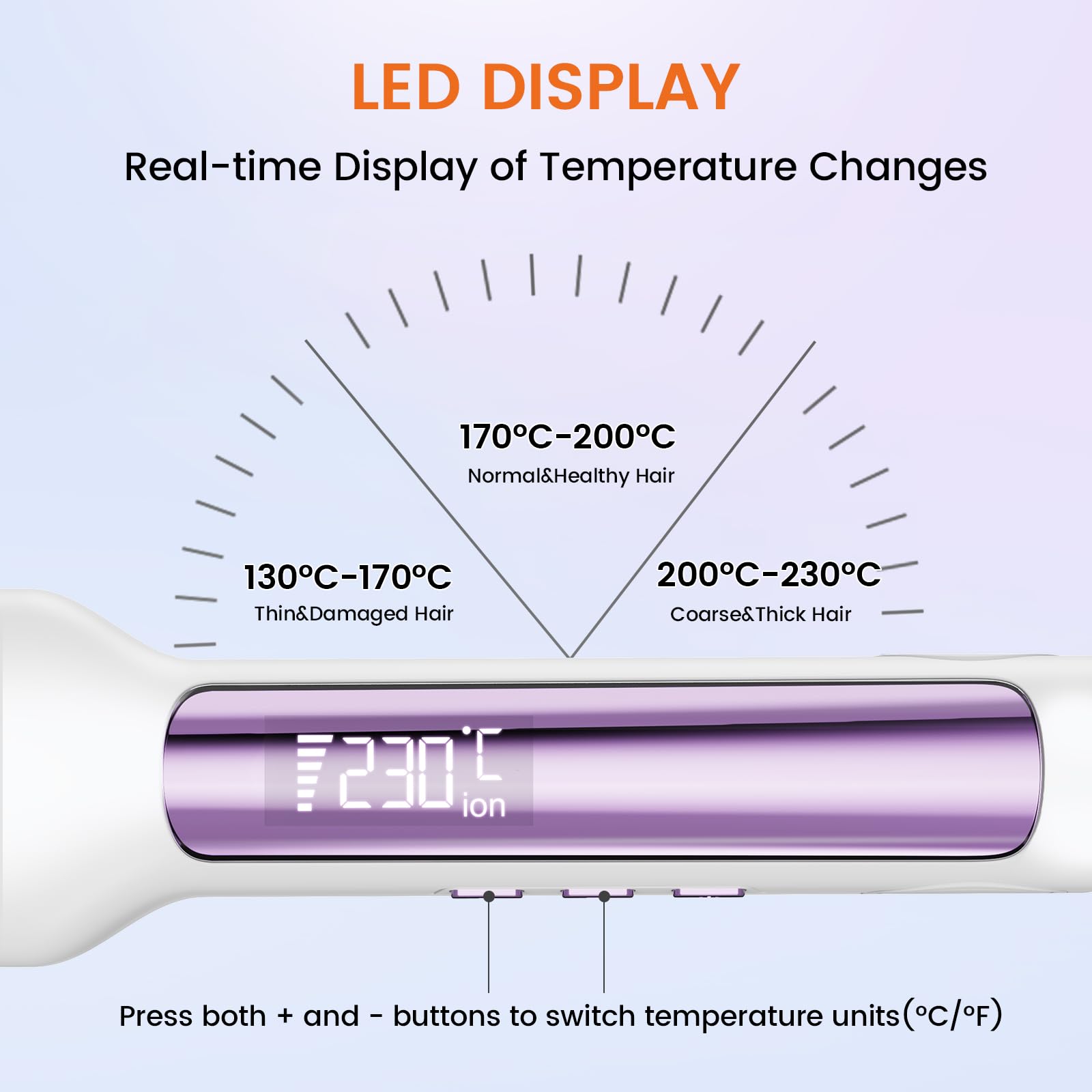 Faszin Professional Hair Straighteners, 42mm Wide-Plate Titanium Negative Ion Flat Iron, 30s Rapid Heating, Real-time Temperature Display, 11 Adjustable Temperature Levels (130-230℃) (Black) Halalzen