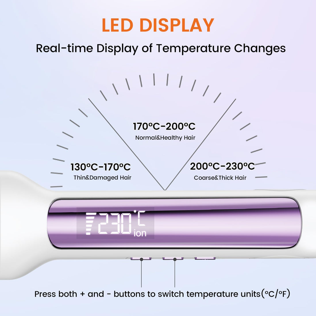 Faszin Professional Hair Straighteners, 42mm Wide-Plate Titanium Negative Ion Flat Iron, 30s Rapid Heating, Real-time Temperature Display, 11 Adjustable Temperature Levels (130-230℃) (Black) Halalzen
