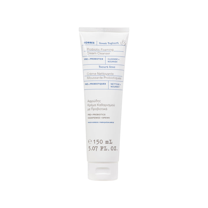 KORRES Greek Yoghurt Foaming Cream Cleanser, Hydrating, Deep Cleansing Skin Care, Makeup Remover, Face Wash for Women, Cream to Foam Facial Cleanser for Dry, Oily, Sensitive, Any Skin Type, 5.07 fl oz