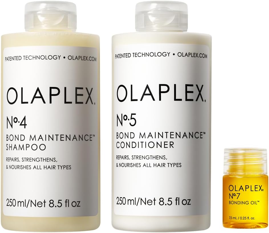 Olaplex Wash and Shine Hair Kit: Nº.4, 5, 7, Shampoo & Conditioner Set | Cleanse, Hydrate, & Control Frizz Up to 72 Hours | Bonding Oil for Shine & Protect | For Coily, Curly, Straight, and Wavy