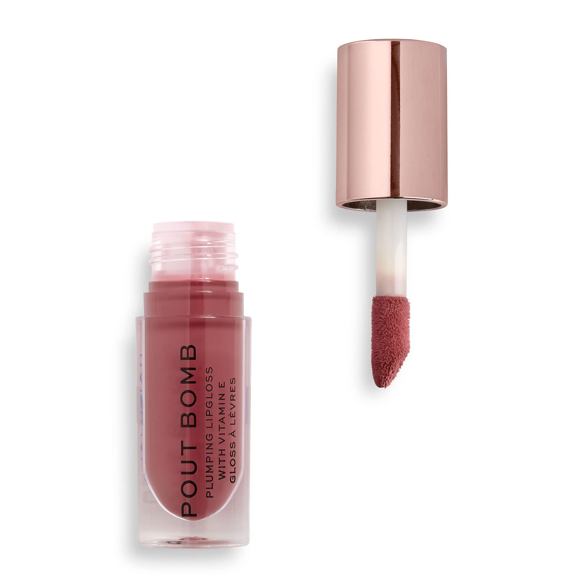 Revolution Beauty, Pout Bomb Plumping Lip Gloss, High-Shine for Glossy, Fuller & Plump Lips with Hyaluronic Acid & Peptides, Vegan & Cruelty-Free, Sheer Milky Nude Halalzen