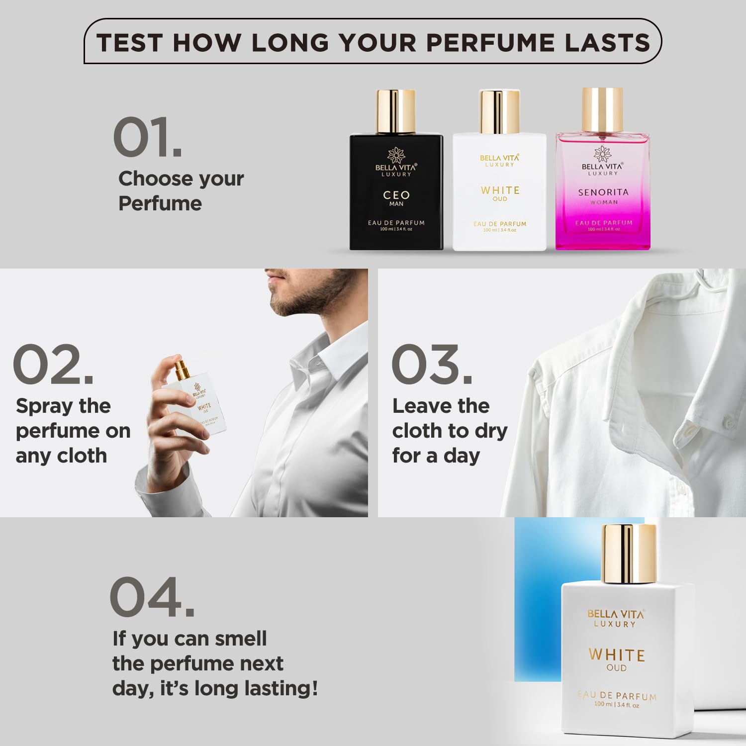 Bellavita Luxury DATE Eau de Parfum | 100 ml (3.4 fl.oz.) | Perfume for Women | Floral, Pink Pepper, Jasmine, and Moss Notes | Long Lasting Fragrance | Mother's Day Present