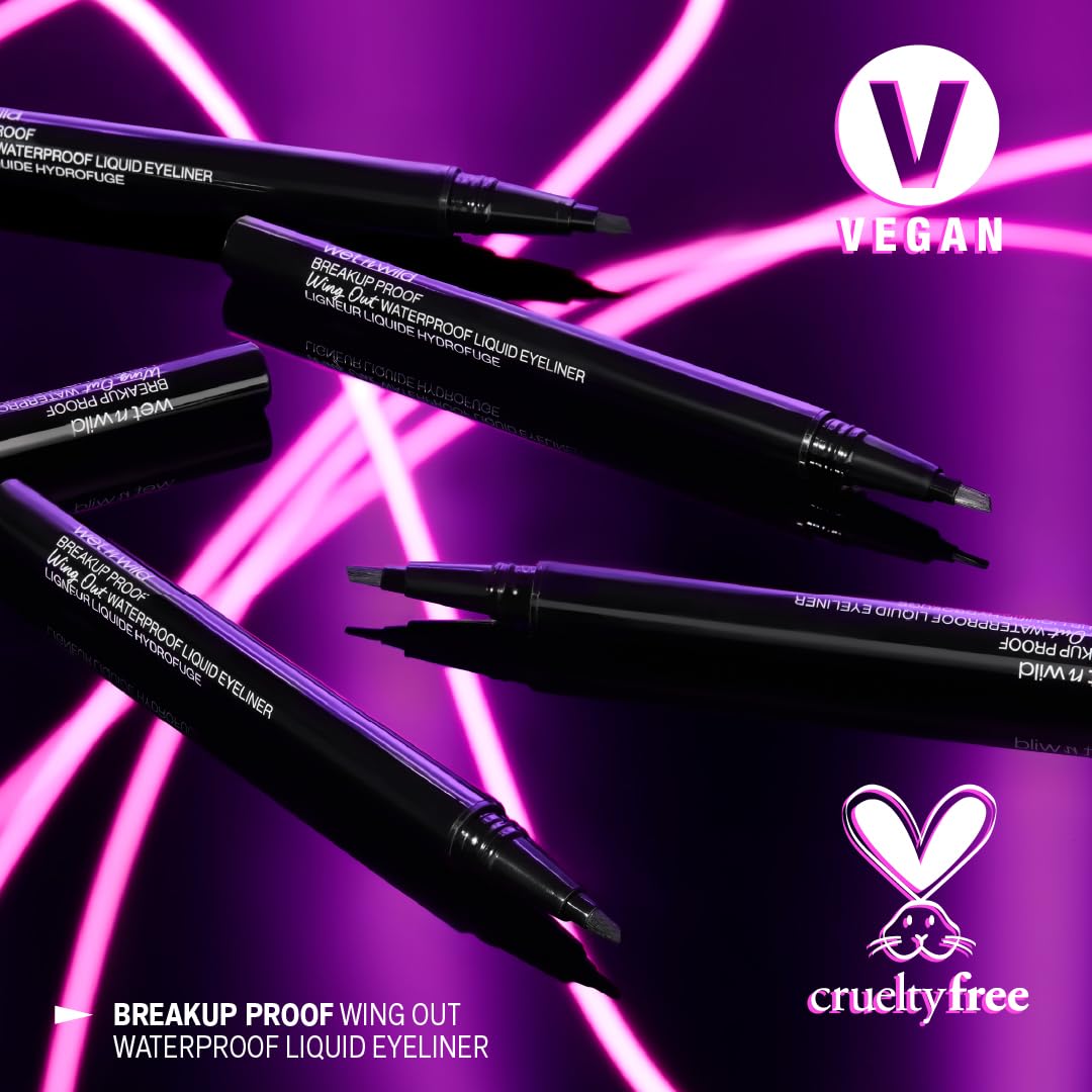 wet n wild Mega Last Breakup Proof Liquid Eyeliner - Ultra-Fine Brush, Waterproof, 16-Hour Long-Lasting Wear- Cruelty-Free & Vegan - Black