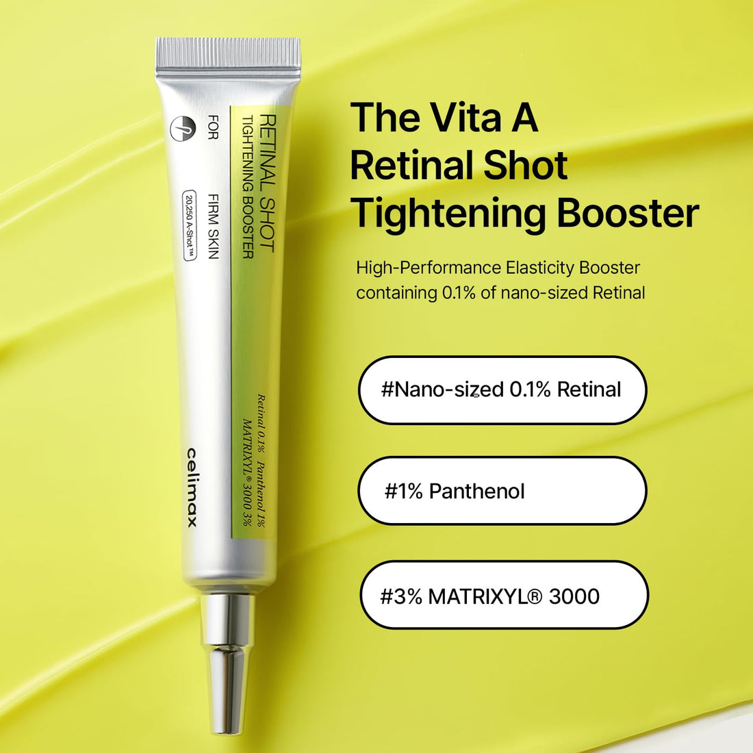 celimax The Vita A Retinal Shot Tightening Booster | 0.1% Retinal, 3% Matryxyl, High-Strength Retinoid for Anti-Aging, Pore Minimizer, Wrinkles & Fine Lines, Firmer Skin, 15ml, Mothers Day Gift Halalzen