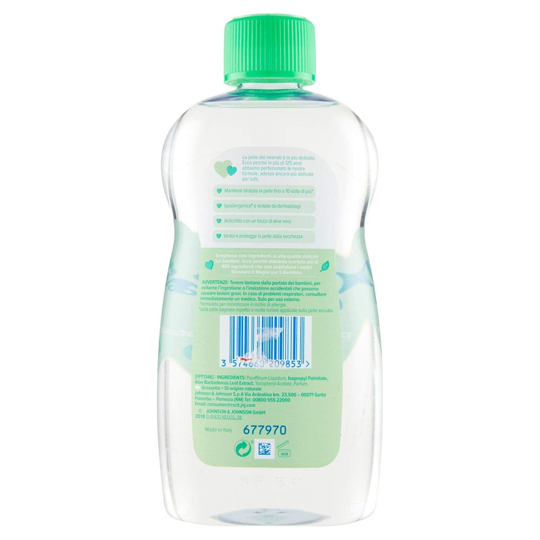 Johnson's Baby Moisturising Oil for Kids and Babies with Aloe Vera, 500 ml Halalzen