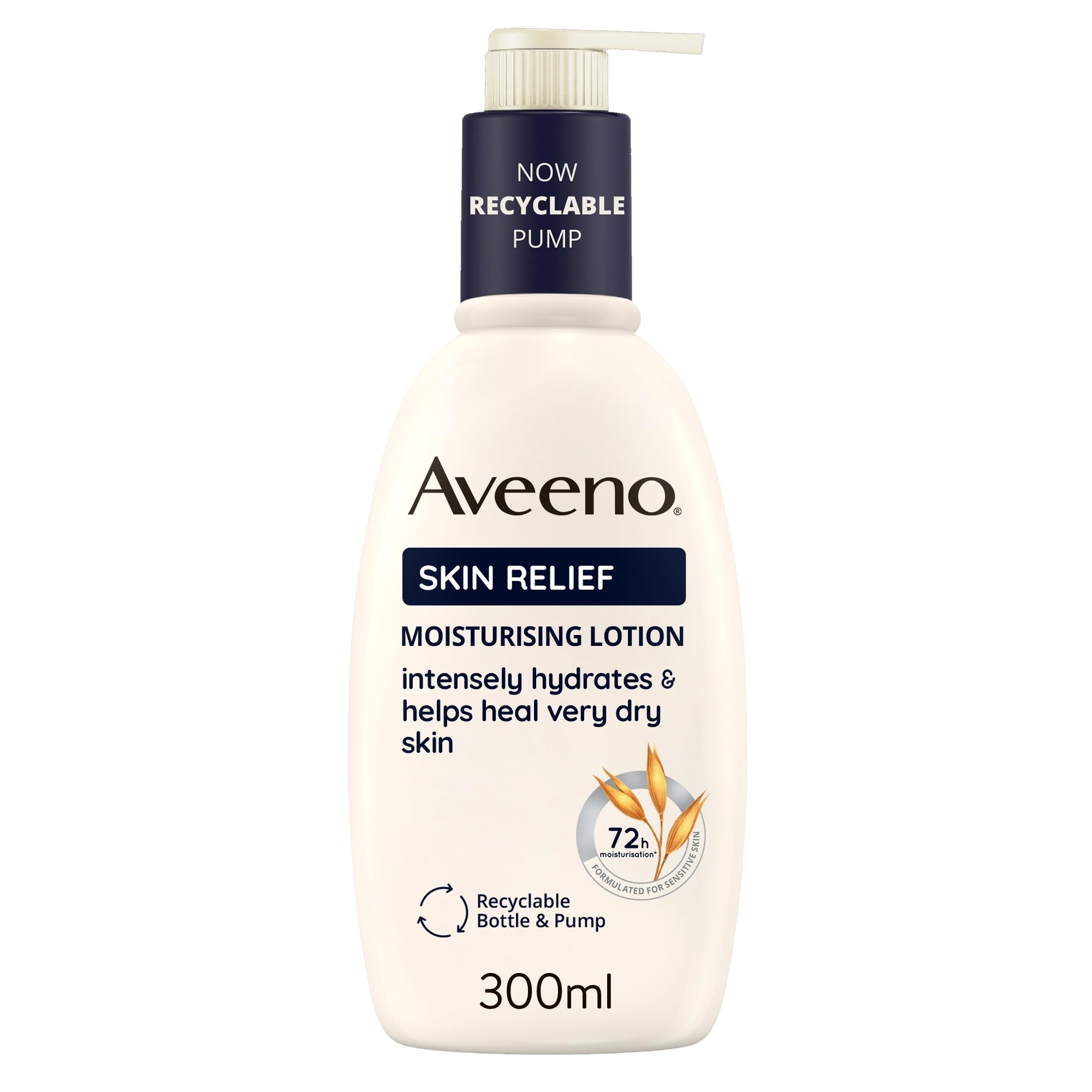 Aveeno Skin Relief Moisturising Lotion, With Soothing Triple Oat Complex & Shea Butter, Suitable For Sensitive Skin, 72-Hour Intense Hydration, Helps Relieve Very Dry and Tight Skin, Unscented, 500ml