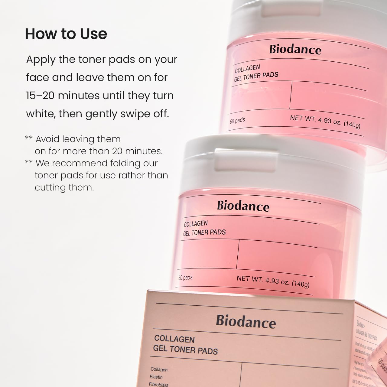 Biodance Collagen Gel Toner Pads, Porenverkleinerer für das Gesicht, verbessert die Elastizität, aufpolsternde Toner-Pads für empfindliche Haut, vorgetränkte Pads, koreanische Hautpflege, Muttertagsgeschenkeㅣ60 Pads