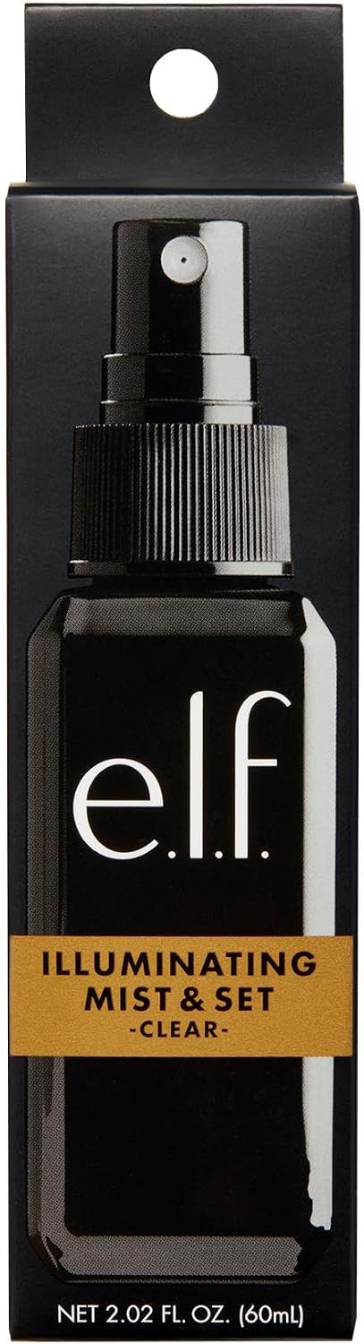 E.l.f. Illuminating Mist & Set Spray, Refreshing, Hydrating, Sets Makeup And Achieves A Glowy Look, Infused With Green Tea, And Vitamins A, B And C, Available In Small And Large Sizes 60ml, 120ml Halalzen