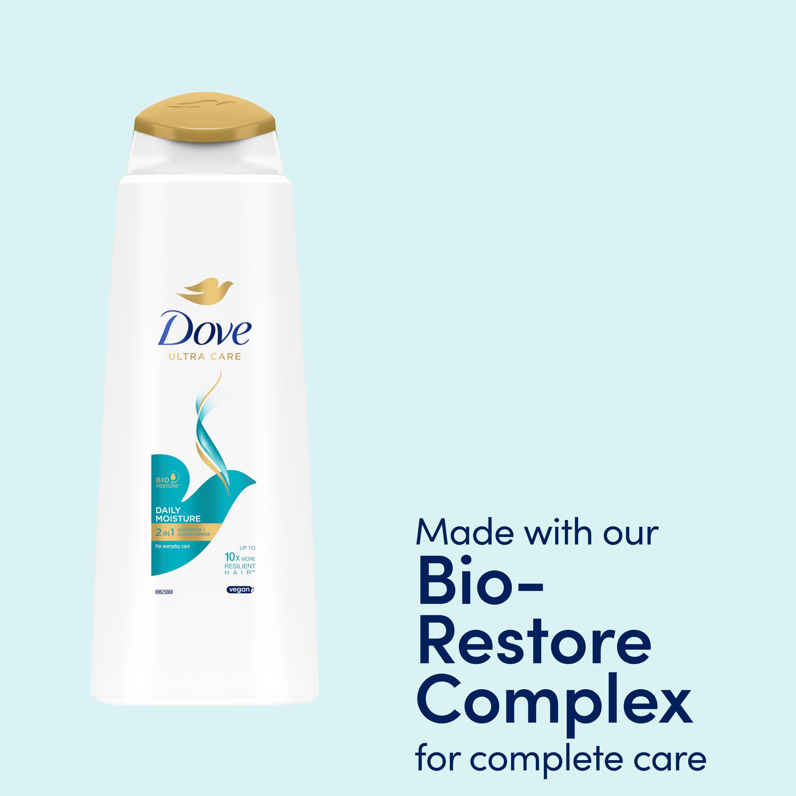 Dove Nutritive Solutions Daily Moisture 2 in 1 Shampoo + Conditioner shampoo and conditioner that leaves hair silky smooth for dry, damaged hair 400 ml Halalzen