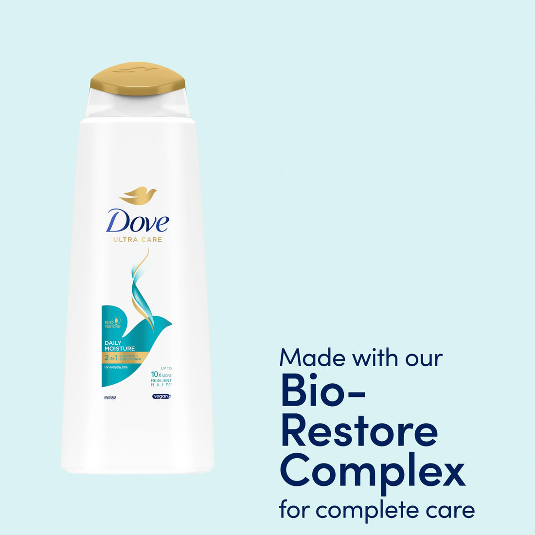 Dove Nutritive Solutions Daily Moisture 2 in 1 Shampoo + Conditioner shampoo and conditioner that leaves hair silky smooth for dry, damaged hair 400 ml Halalzen