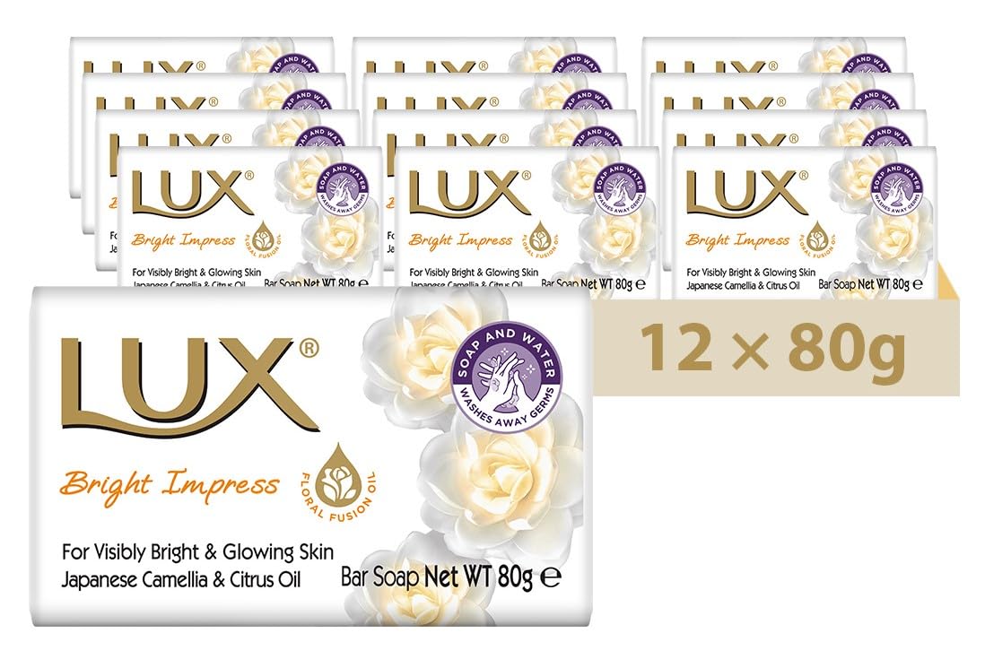 LUX Velvet Touch Soap Bar, Jasmine & Almond Oil, For Smooth Fragrant Skin, 80g (12 Pack) Halalzen