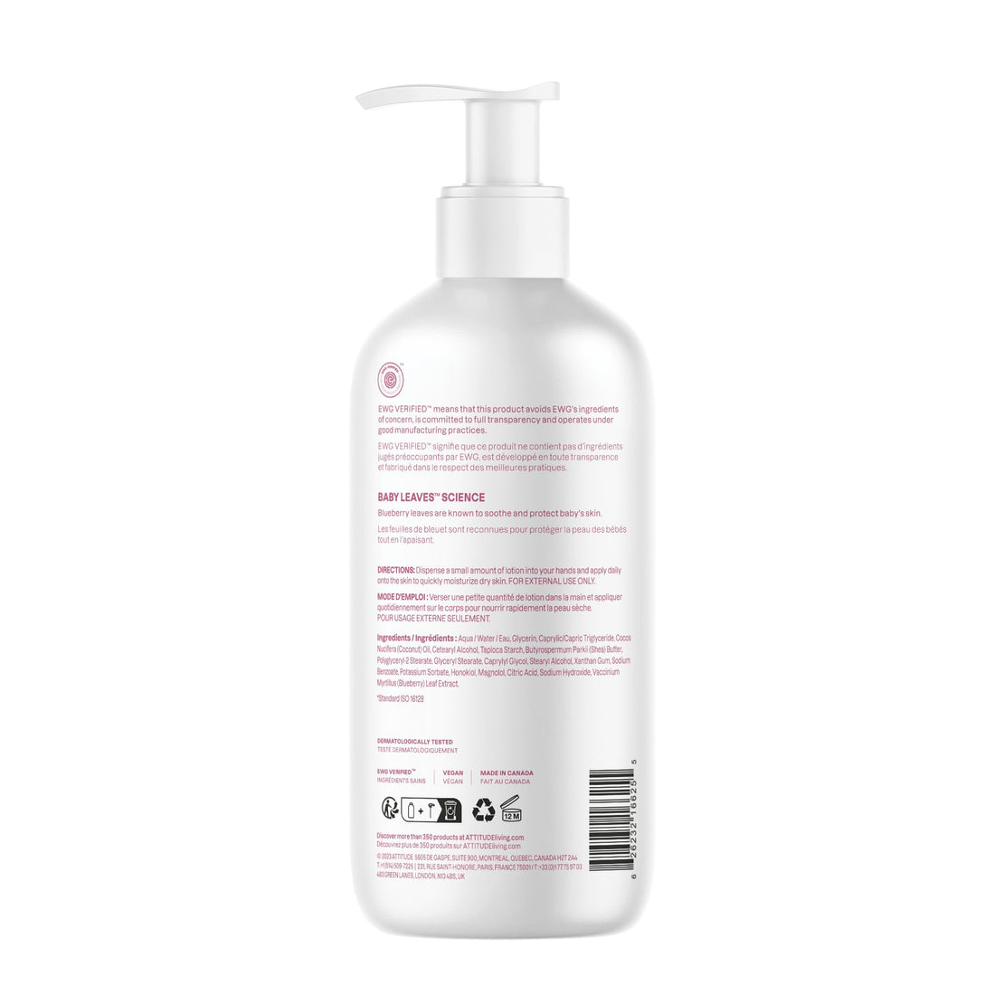 ATTITUDE Baby Lotion, EWG Verified Moisturizer, Dermatologically Tested Moisturizing Cream, Vegan and Cruelty-Free, Unscented, 16 Fl Oz Halalzen