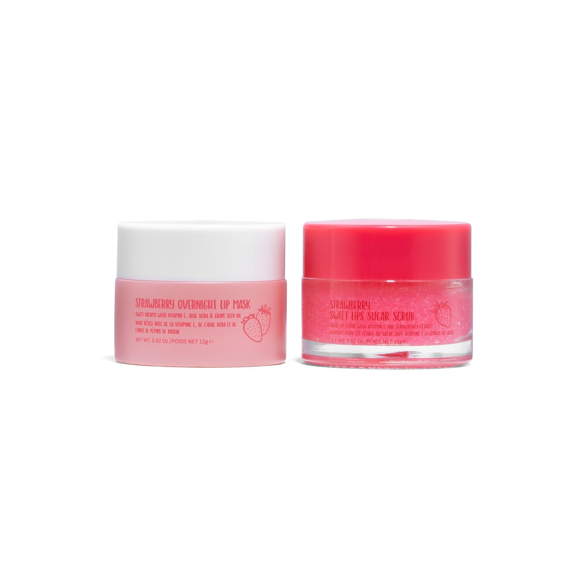 W7 Sweet Dreams Lip Scrub & Overnight Lip Mask Duo - 2 Piece Gift Set - Strawberry Flavour - Exfoliate, Condition, Soothe & Hydrate Halalzen