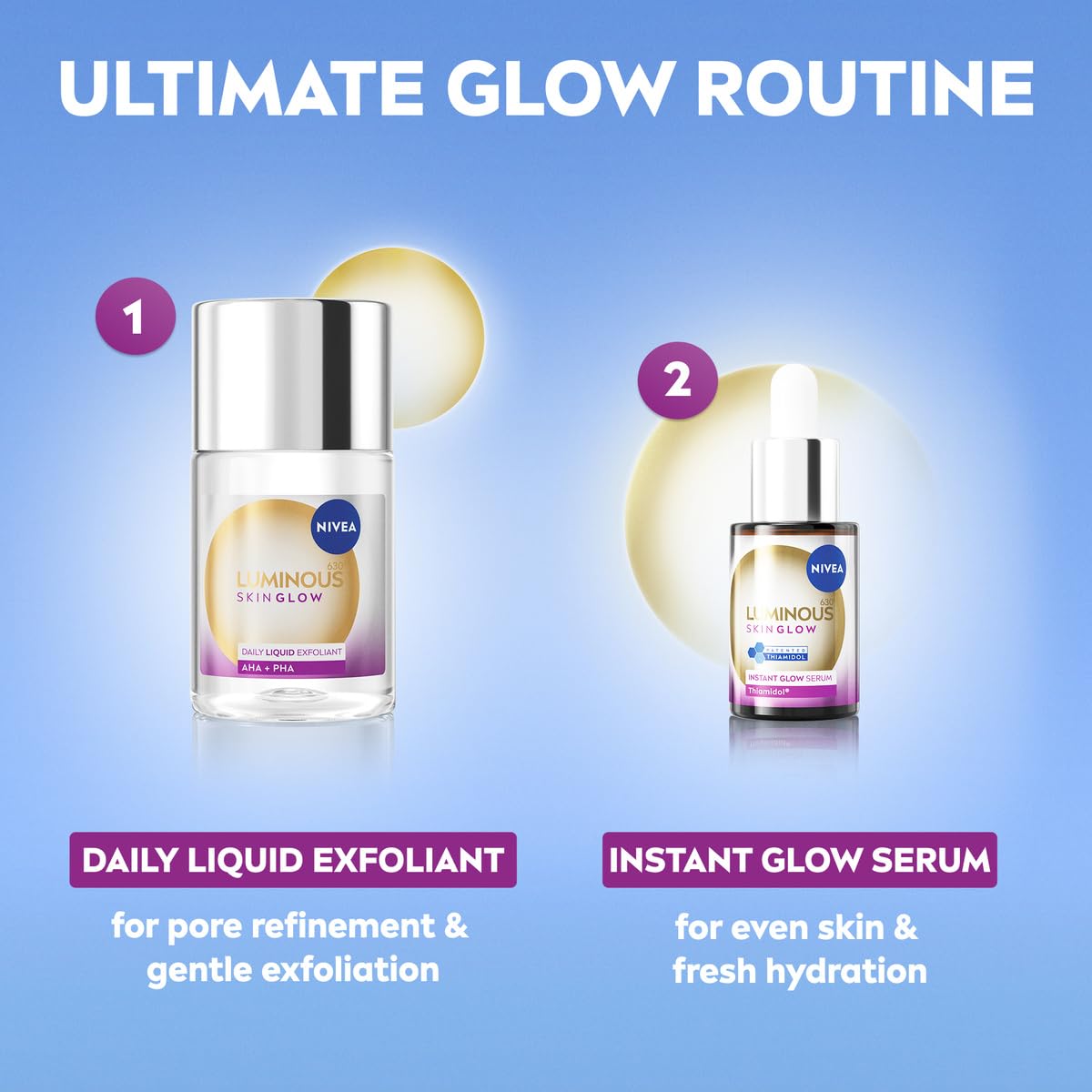 NIVEA Luminous 630 Even Glow Serum with Thiamidol 30ml, Serum for Face with Niacinamide and Aloe Vera, Refines Pores and Hydrates for Clear, Glowing Skin