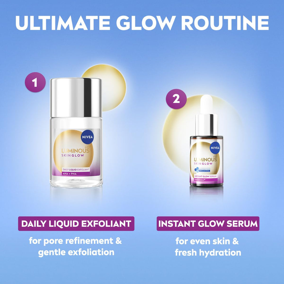 NIVEA Luminous 630 Even Glow Serum with Thiamidol 30ml, Serum for Face with Niacinamide and Aloe Vera, Refines Pores and Hydrates for Clear, Glowing Skin