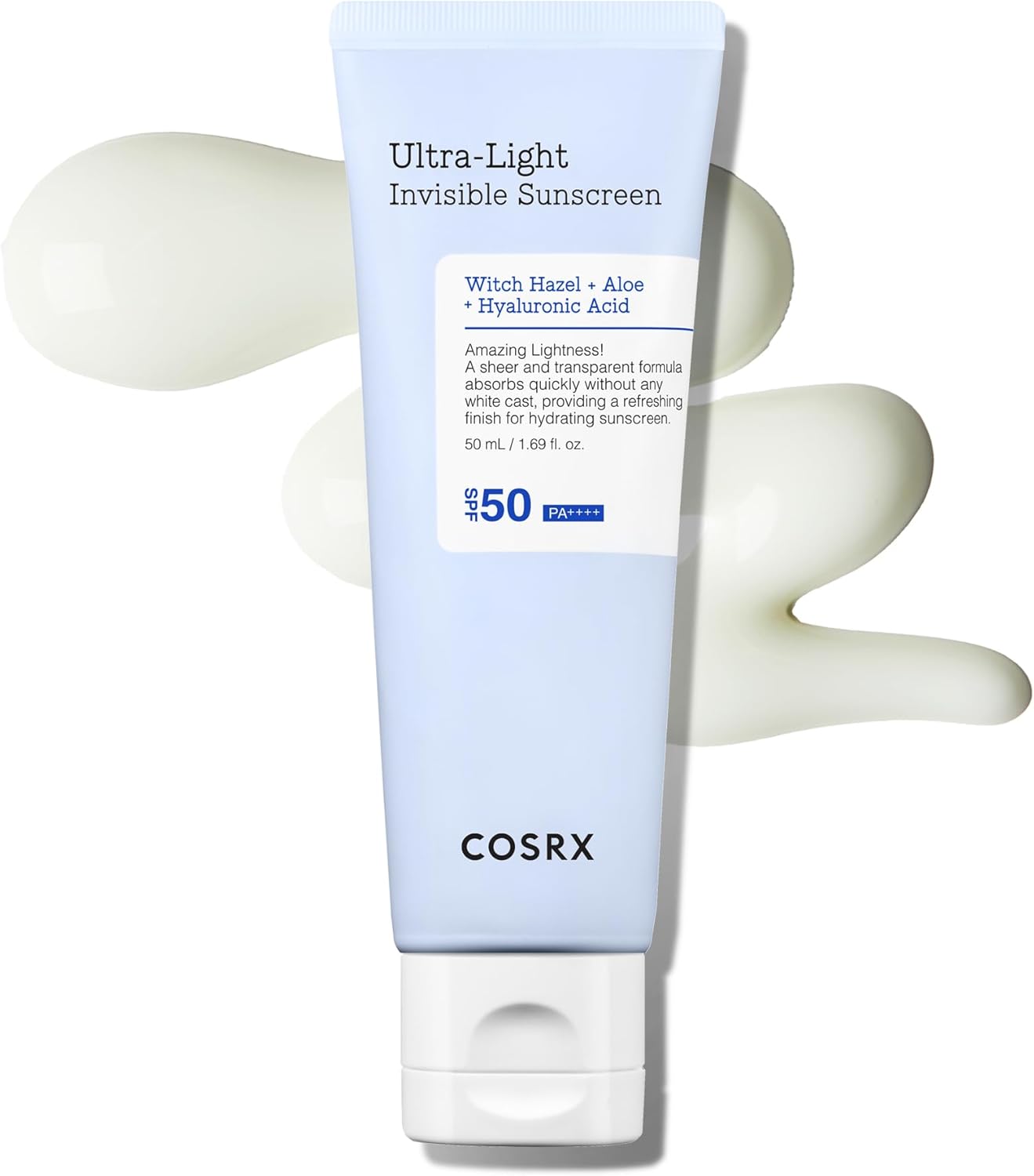 COSRX Ultra-Light Invisible Sunscreen SPF 50 Face Moisturiser, PA++++ Korean Sunscreen, Non Oily Sun Cream, UVA/UVB Protection, Daily Hydrating Sun Lotion, No White Cast 50ml