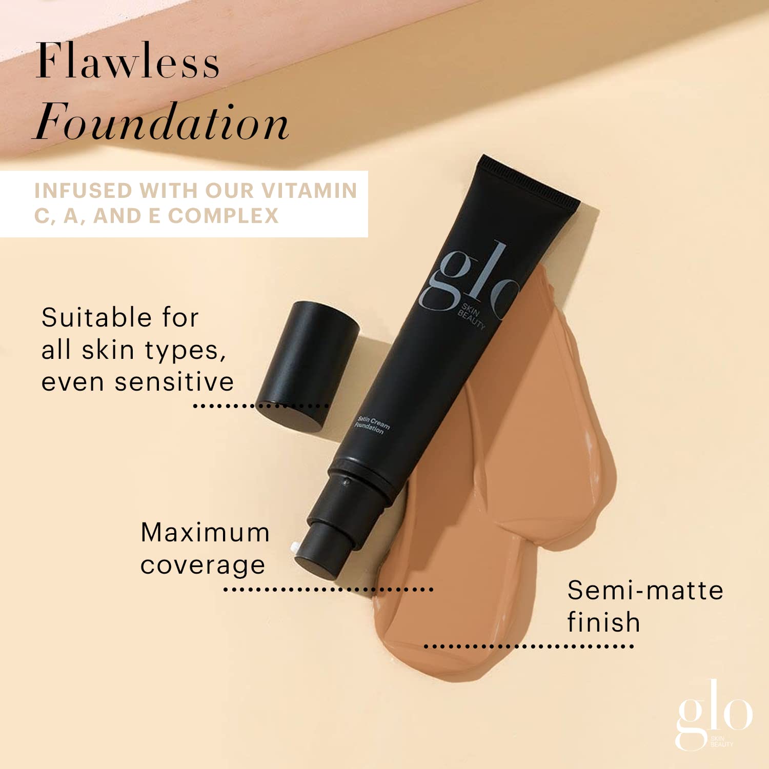 Glo Skin Beauty Satin Cream Foundation Makeup for Face, Honey Fair - Full Coverage, Semi Matte Finish, Conceal Blemishes & Even Skin Tone