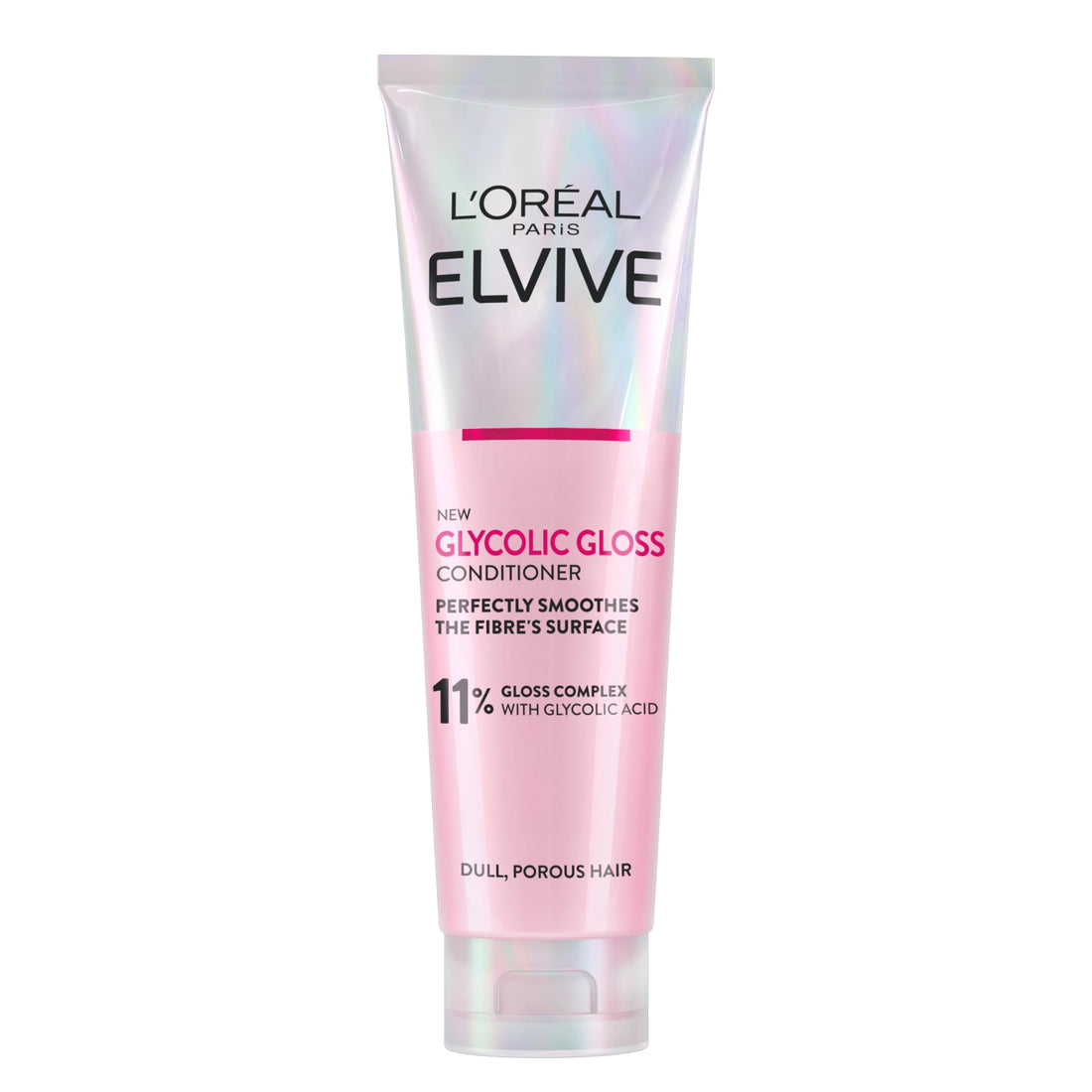 L'Oréal Paris Hair Serum For Dull Lifeless Hair, Elvive Glycolic Gloss Leave-In Treatment With 14% Gloss Complex, Fills Hair Fibres For Smoothness And Heat Damage Protection With Mirror Shine, 150ml
