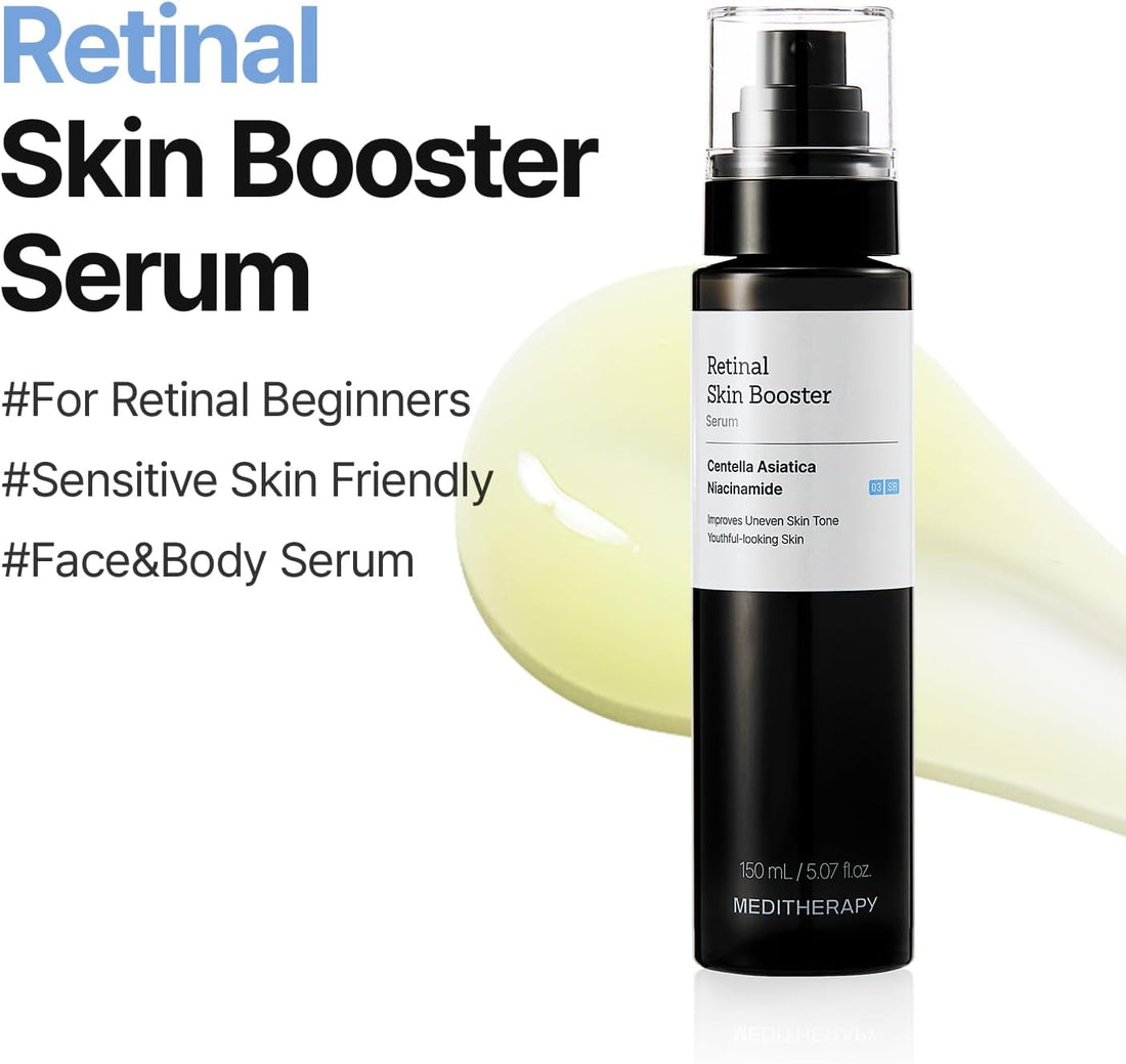 MEDITHERAPY Retinal Skin Booster Serum – Beginner-Friendly, Non-Irritating Retinol for Face and Body – Pore Minimizer, Wrinkle Treatment, Glass Skin – Korean Skin Care, 150ml Large Size
